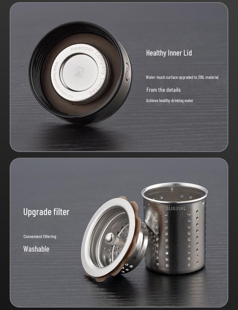 Dual-Layer Antibacterial Glass Cup for Women & Men - Compact Business, Travel, Office, or Car Use.