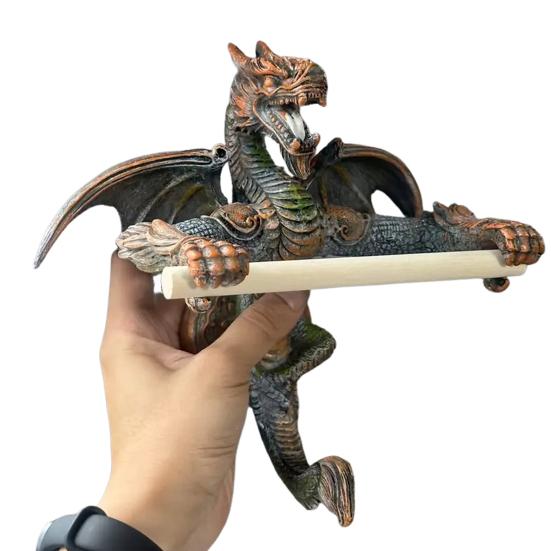 Flying Dragon Roll Paper Holder Winged Dragon Bathroom Wall Mount Toilet Paper Holder Gothic Resin
