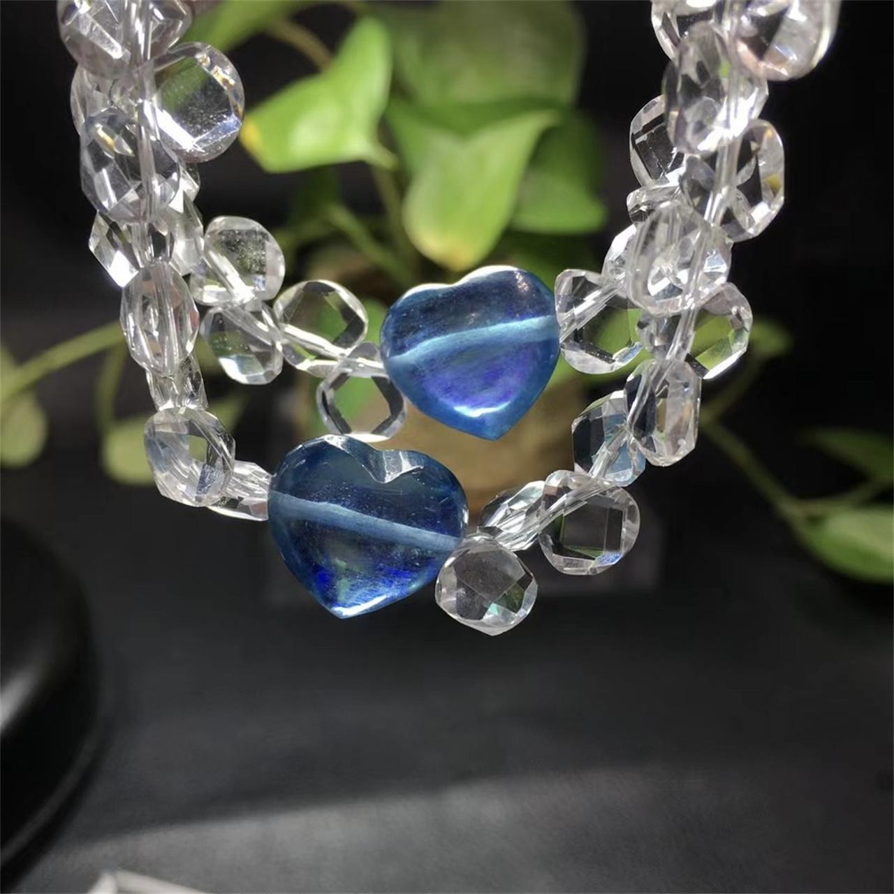 Natural Crystal Bracelet S925 Silver Clasp Meditation Aquamarine Clear Quartz Faceted Bracelet One Size