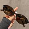 Simple Small Oval Frame Sunglasses for Women and Men Party Gatherings Beach Travel Walk The Show UV Protection Shades Glasses