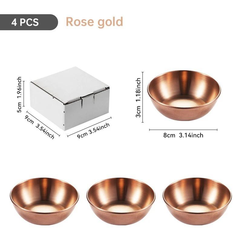 4pcs Round Stainless Steel Fruit Salad Bowls Seasoning Serving Tray Kitchen Tableware Utensils Food Container Mixing Bowls