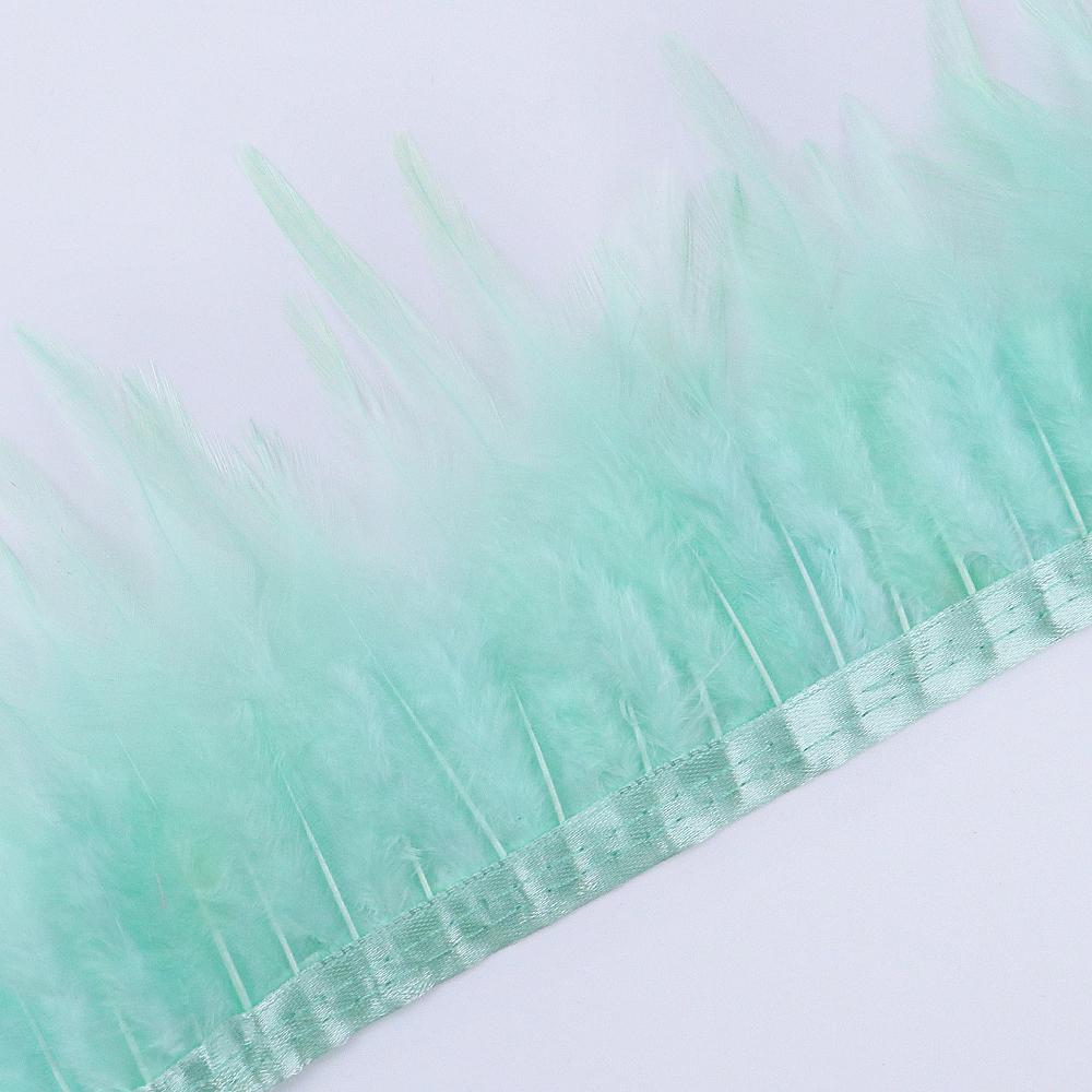 Feather4-6inch High Quality Chicken Feathers Trim Fringe 1meter Mint Green Rooster Feather Ribbon  Wedding Dress Creative Crafts Plumes