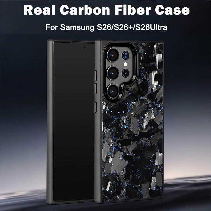 Real Carbon Fiber Magnetic Case for Samsung Galaxy S26 S25 Ultra Plus S26+ Cover Forged Kevlar Aramid Fiber Anti-fall Phone Back