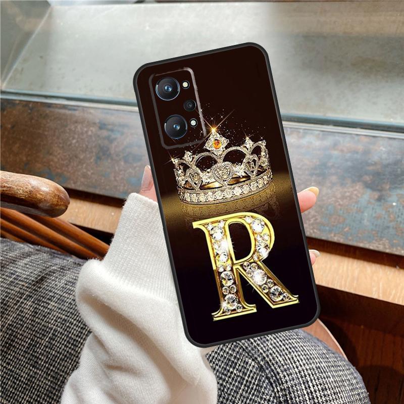 Buchstaben Monogramm Gold Marmor Hülle Für Realme 11 12 13 14 Pro Plus C53 C55 C51 C25 C63 C61 C65 C67 C71 C75 GT6 GT7 15 Pro