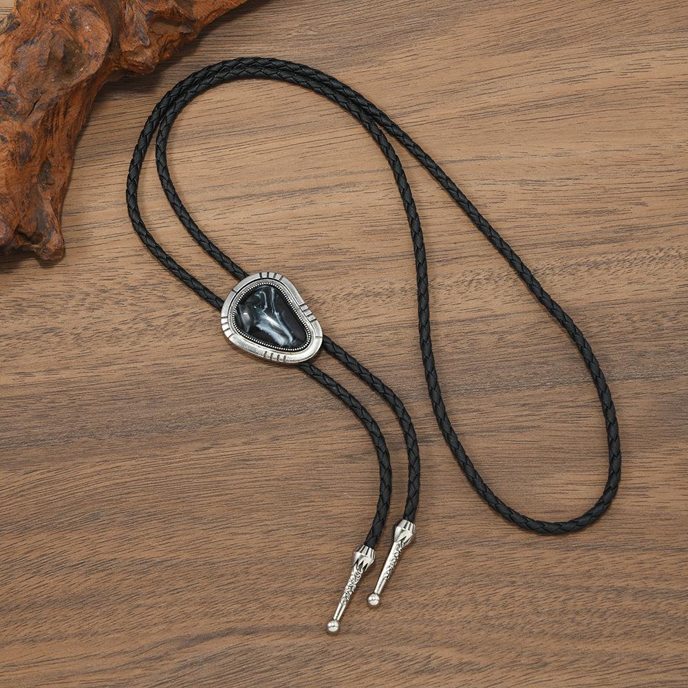 Westliche Bolo Krawatte für Männer Frauen Vintage Stein Anhänger Leder Seil Halstuch Cowboy Lässig Party Hochzeit Bühnenauftritt Kostüm Zubehör