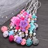 Baby Teether Pacifier Chain Silicone Wood Beads Pacifier Clips Infant Nipple Appease Soother Chain Clip Dummy Holder Nipple Clip