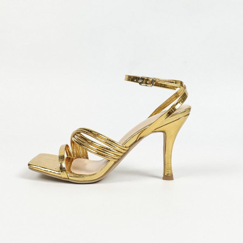 Fashion FHC 2025 New Women High Heels Sandals,Open Toe Summer Shoes,Ankle Buckle Strap,Gold,Silver,Size 35-43.Dropship