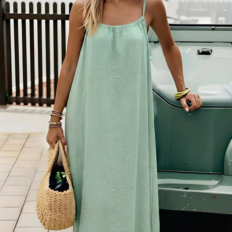 Camisole-Kleid für Damen, rückenfrei, lockerer langer Rock, Urlaubs-Zuhause-Stil