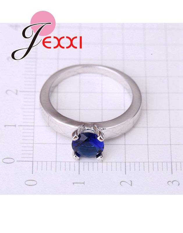 New Blue Cubic Zirconia Bridal Wedding Ring Sets For Women Fashion Bands 925 Sterling Silver Engagement Promise Ring Set
