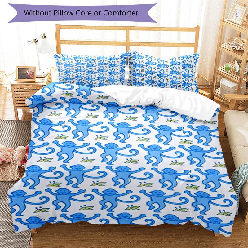 Monkey 3pcs Bedding Set Duvet Cover Closure Includes 1 Duvet Cover & 2 Pillowcases for All Seasons Bedroom Home Dorm Decor