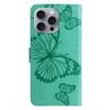 For iPhone 16 Pro Max Wallet Case Floral Butterfly Imprinted Leather Phone Cover Stand
