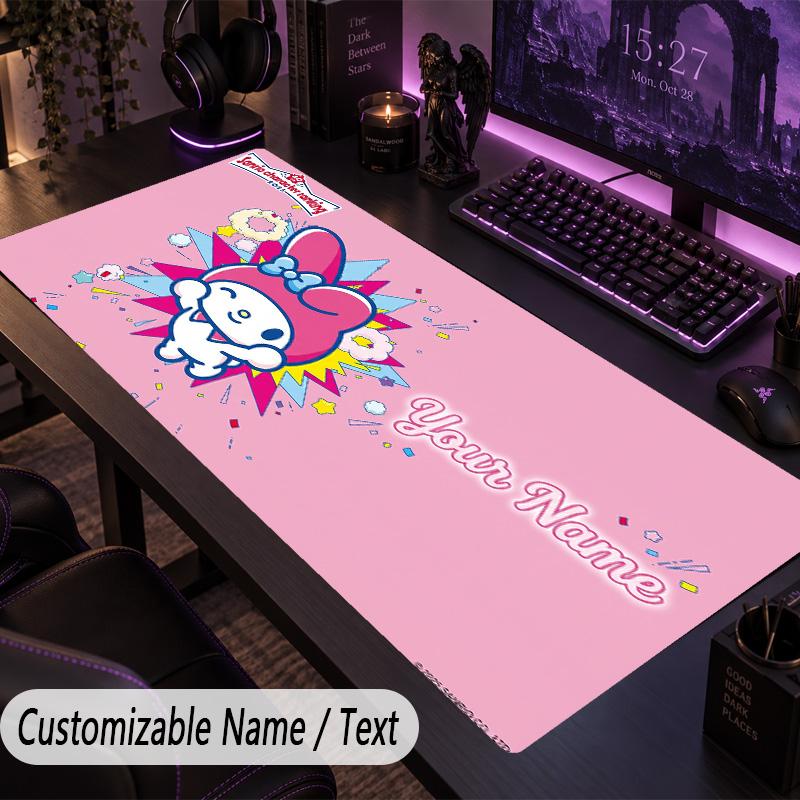 Custom Text Big Mousepad, Extended Desk Pad For Laptop Work GameMy Melody
