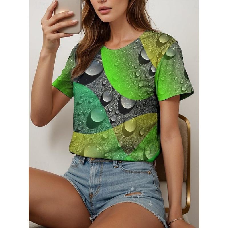 Plus Size Loose Women's Clothing Outdoor T-Shirt Fashion Tops Short Sleeve 3D Floral Printed Patterns Women's V-neck T-shirt Daily