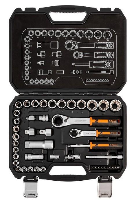 Pass-Through Socket Set 1/4' + 3/8', 46 Pcs - T N10-019