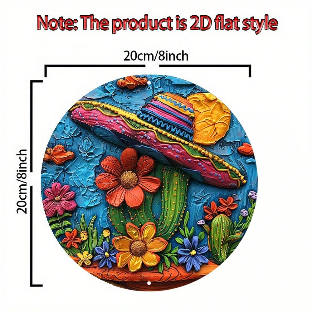 Мексиканское сомбреро 3D Железное Настенное Искусство Ручной Работы Цветочный Кактус Металлическая Вывеска Устойчивая к Погоде Декор для Улицы