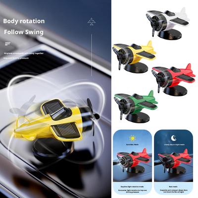 Car Mounted Solar Powered Rotating Airplane Creative Console Center Decoration Ornament Automotive Supplies Interior O9J2