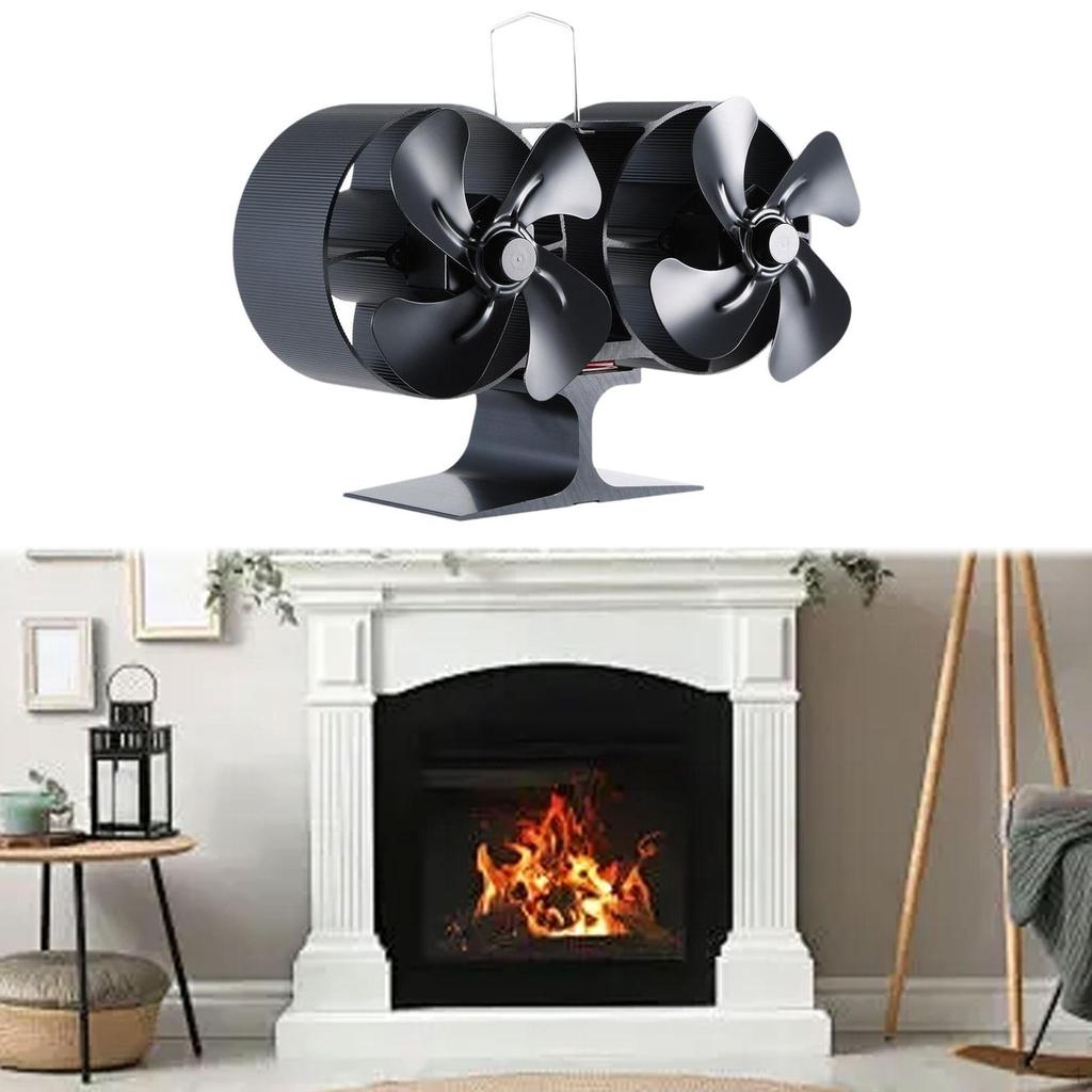 4 Blades Non-Electric Fireplace Fan with Motor Design Wear-Resistant Heater