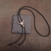 6Pcs Men's Fashion Rodeos Bolo Tie with Adjustable Leather Strap and Western Cow Skull Metal Pendant Necktie Necklace