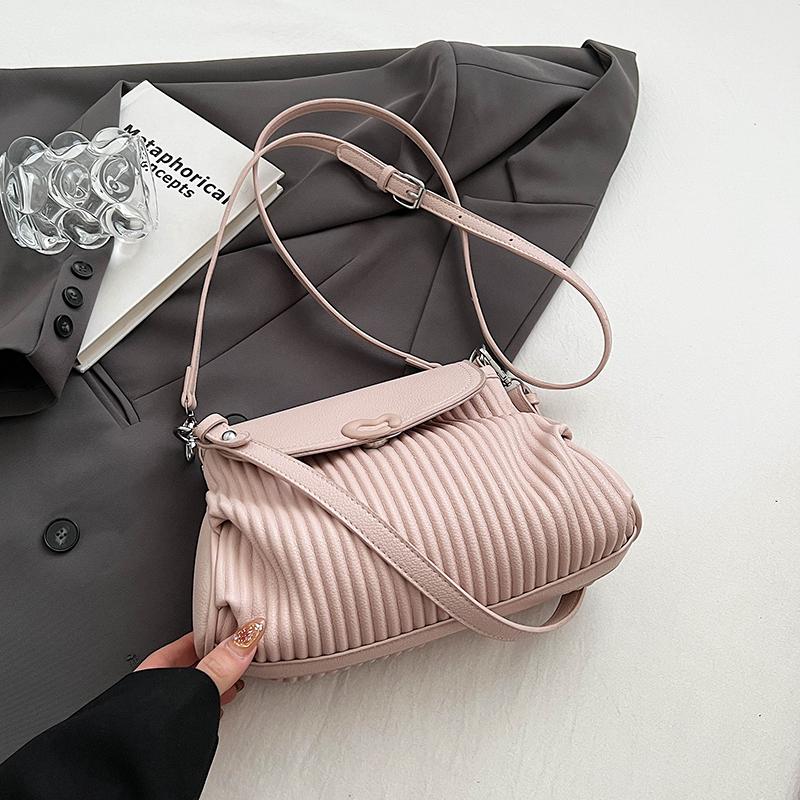 Underarm Pleated Bag for Women High-Grade Sense Textured Small Crossbody Bag Lady Casual Soft Leather Pouch