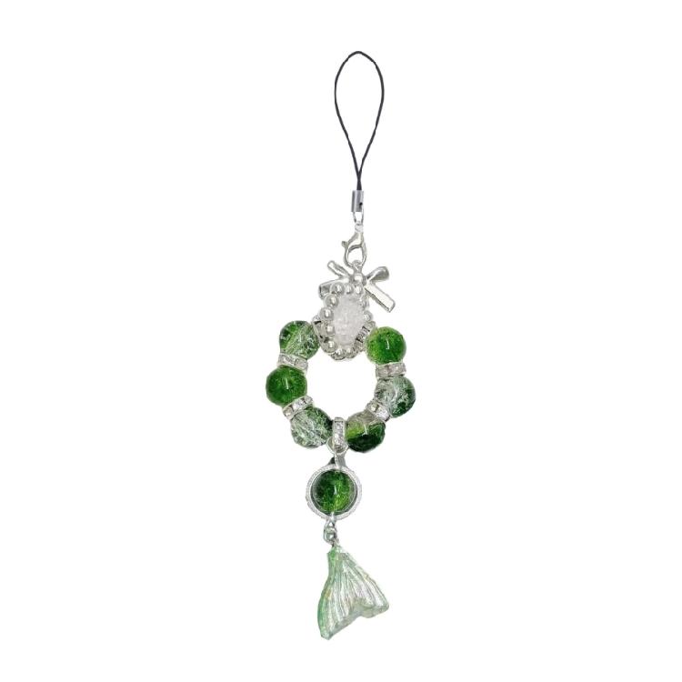 Sophisticated Fish Tail and Bowknot Phone Chain Stylish Beaded Keychain Cellphone Pendant Accessory for Trend Setters