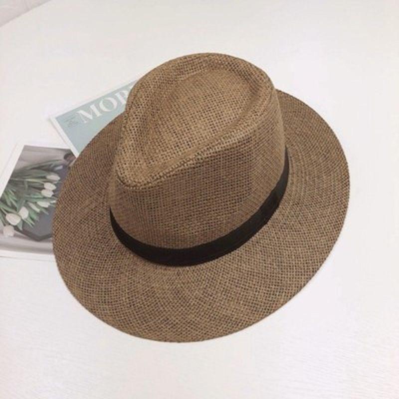 Paper Straw Big Flat Brim Top Hat In the Elderly Summer Sun Protection Hat Panama Straw Hat Men's Summer Men's Hat