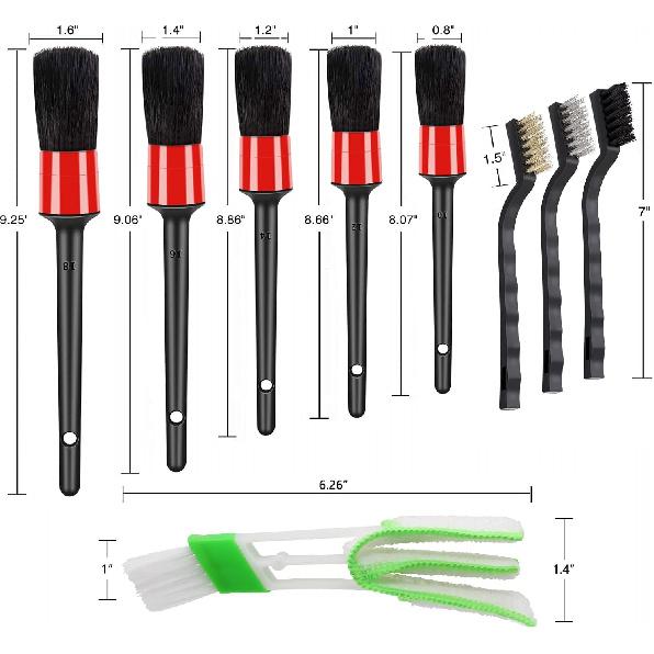 10Pcs Auto Car Detailing Brush Set Car Interior Cleaning Kit Includes 5 Boar Hair Detail Brush,3 Wire Brush, 2 Air Vent Brush For Cleaning Car