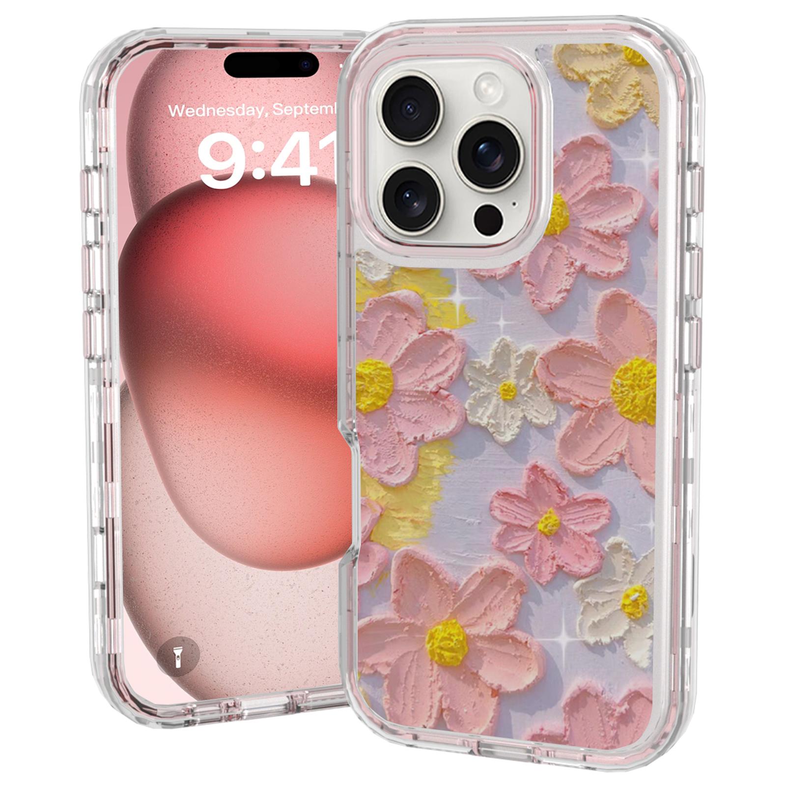 GW02 For iPhone 16 Pro Max Case IMD Pattern TPU+PC Shockproof Phone Cover A