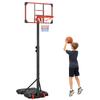 Height Adjustable Basketball Hoop and Stand with Firm Backboard and Weighted Base, Portable On Wheels, Red