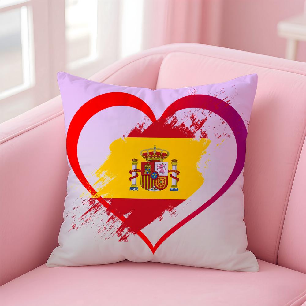 Spain ESP flag Cushion Cover EcoFriendly Odorless Healthy Pillowcase Soft Comfortable KidSafe No Filling