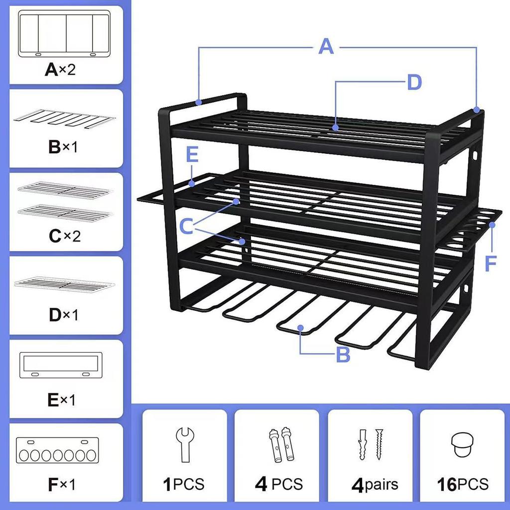 4-Tier Wall-Mounted Electric Tool Storage Rack