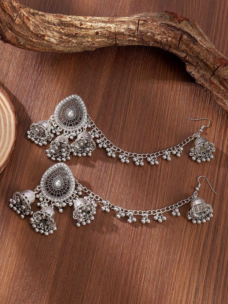Bohemian Rhinestone Tassel Wind Chime Earrings Set