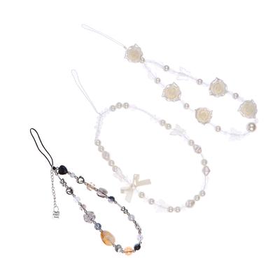 Süße Coole Handykette Schmetterling Muschel Anhänger Rosen Perlen Charm Hängeseil Anti-Verloren Kamera Lanyard Gurt Taschendeko