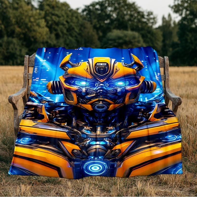 Car robots Battle Blanket Flannel Throw for Sofa, Indoor, Camping, Living Room, Office, Chair, And Bed Soft Birthday Gift