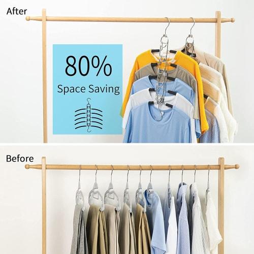 Red Horse Home Space-Saving Folding Clothes Hangers for Shirts and T-Shirts, Closet Organizer, Stainless Steel, Removable, 2 Pieces