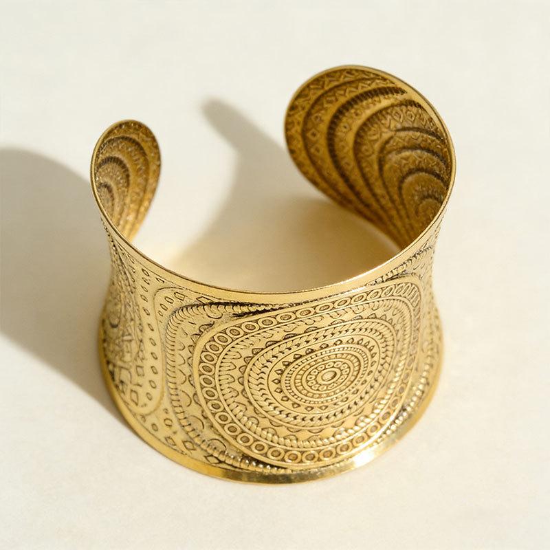 European Ethnic Bohemian Wide Pattern Bracelet - Exotic Design for Women