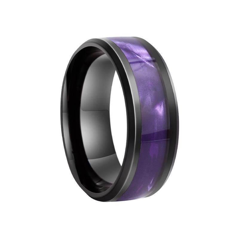 Verfügbar Universeller Edelstahlring für Männer und Frauen Romantischer Schwarz-Violett-Verlauf Hochwertiger Retro-Ring Hochzeits Schmuck