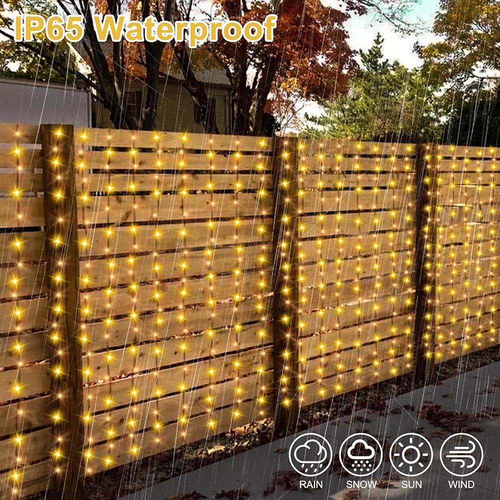 300 LEDS Outdoor Solar Curtain Light Waterproof Waterfall Lamp for Christmas Garden Yard Patio Umbrella Decor Solar Fairy Light