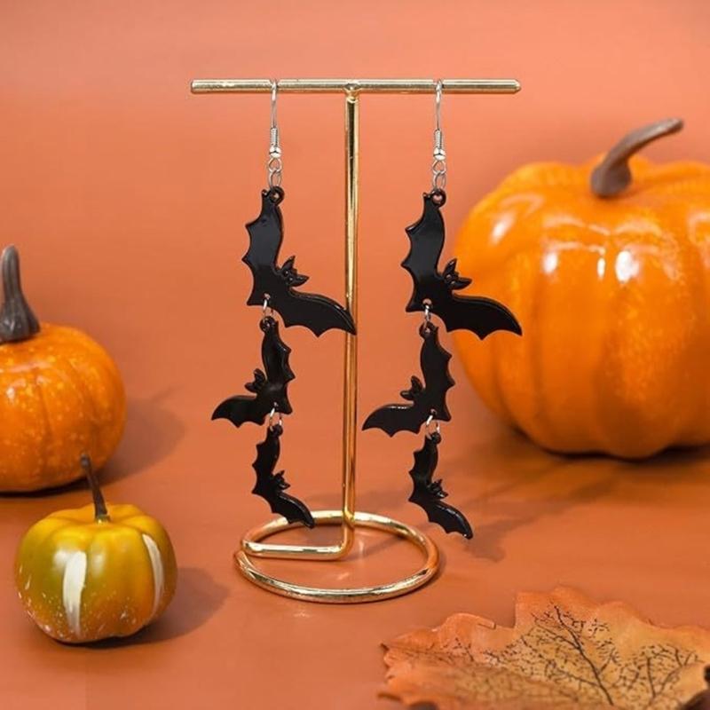 Lightweight Acrylic Skull Bat Dangle Earrings For Women Spooky Halloween Gothic Jewelry Accessories