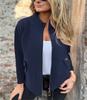Women's Grey Stand Collar Short Jacket with Multiple Color Options