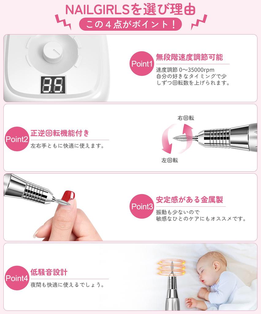 NAILGIRLS Electric Nail Machine 11 Bits Nail Machine Tabletop Electric Nail Care Kit Nail Care Gel Nail Care Off Nail Drill Machine Nail Cuticle Low