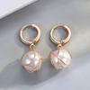 Design Metal Chain Twine Round Pearl Hoop Earrings For Women Elegant Earing Jewelry