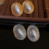 Imitation Oval Metal Pearl Earrings Vintage Geometric Exaggerated Earrings  Party Accessories