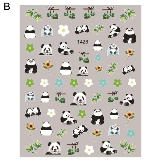 Cute Panda Leaf Design Nail Sticker Decorative Paste Easily Self-Adhesive DIY Paper Nail Art Stickers Nail