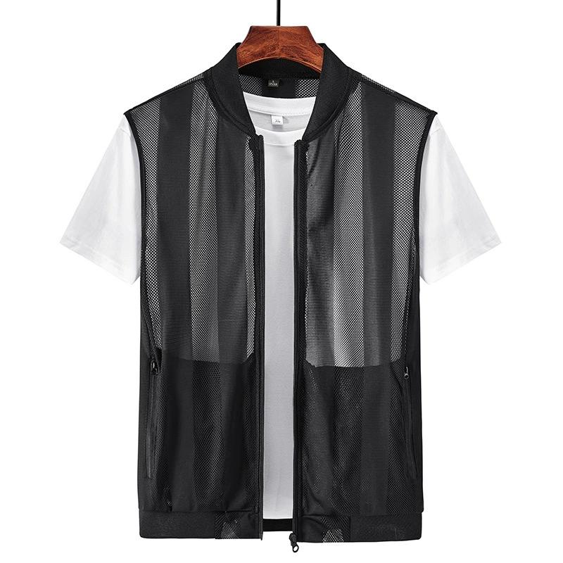 Men's Summer Comfortable Breathable Mesh Vest Large Size Casual Solid Color Workwear Top
