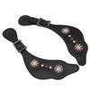 Spur Straps Western Rhinestone Floral Boots Vintage Spur Straps for Horse Riders Adjustable Length Handcrafted Black