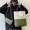 4pcs Student Backpack Fashion Trend Four Piece Set Solid Color Backpack Large Capacity Canvas Wear-resistant  Breathable Women's Backpack Travel Bag