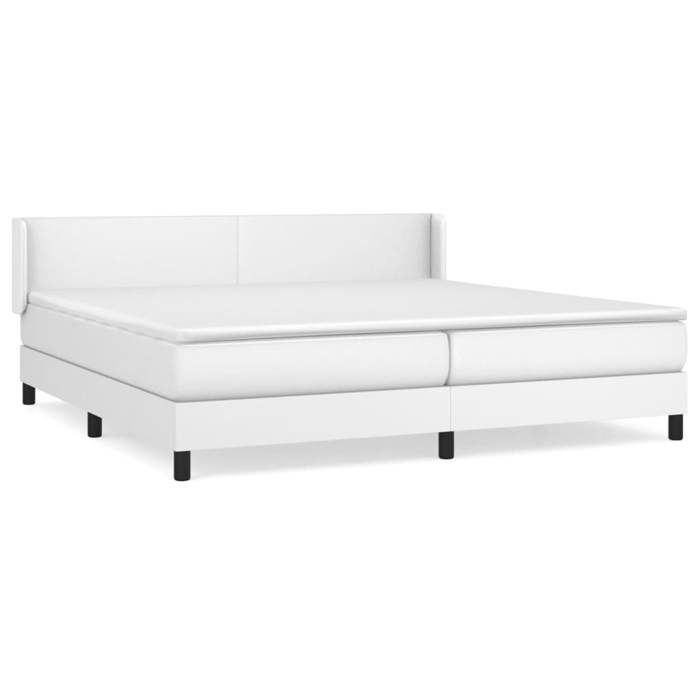 Maison Exclusive - Sommier à lattes de lit avec matelas Blanc 200x200cm Similicuir
