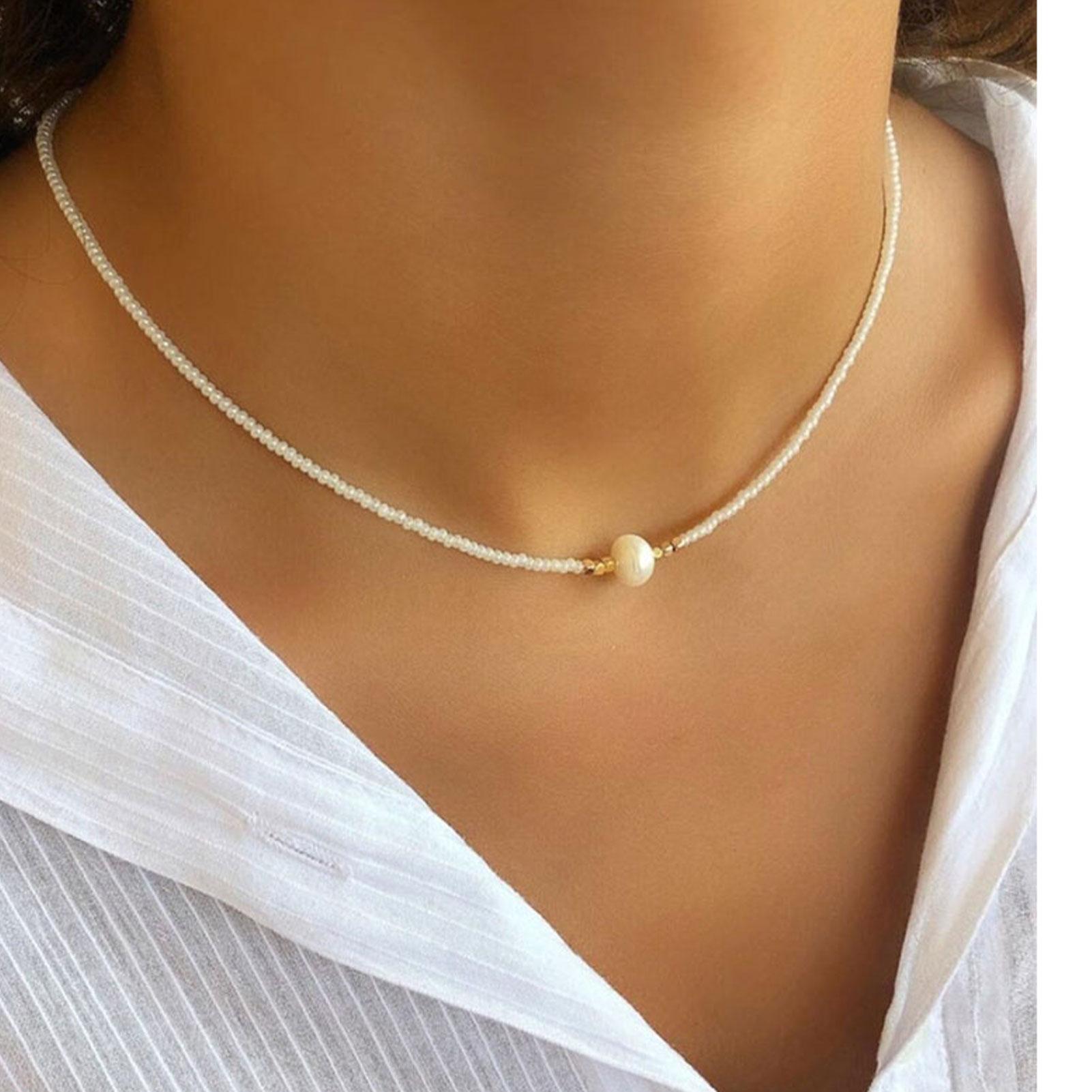 

Елегантне намисто для жінок Подарунок на дні народження та ювілеї Скляний кулон Намисто Чокер Перли та Гіпоалергенне.