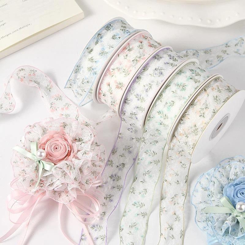 2.5Cm/4Cm 10 Yards Dainty Floral Fishnet Lace Trim For Cake, Bouquet, Gift Wrap And Handmade Hair Bows