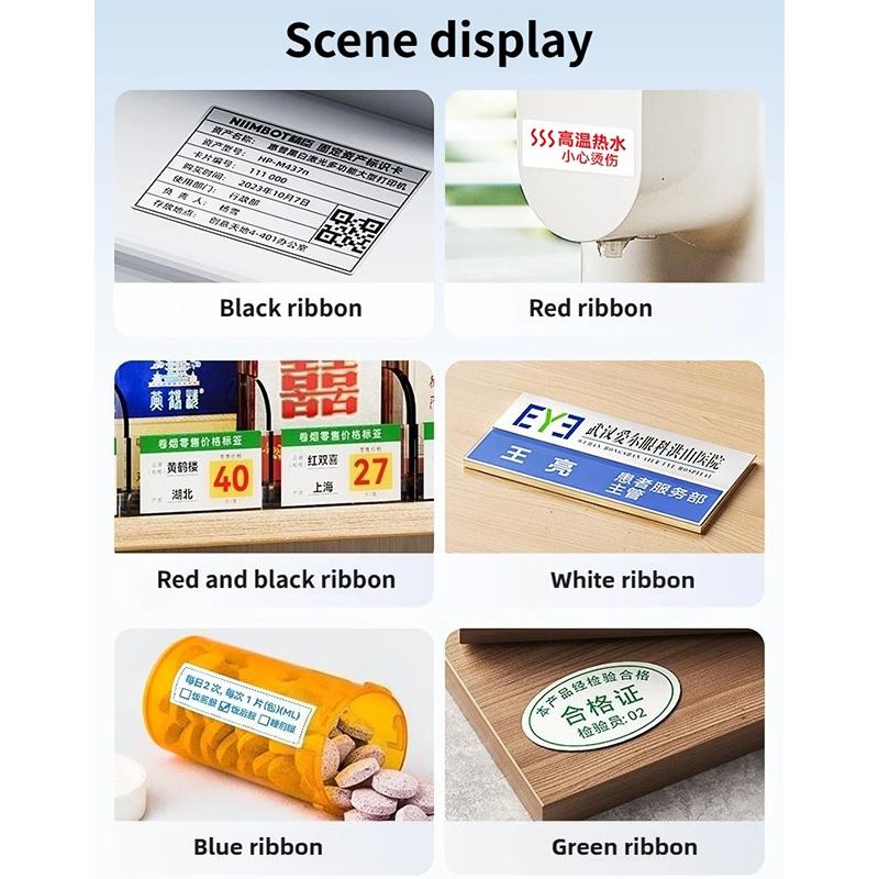 Niimbot M3 Thermotransfer-Etikettendrucker Farbband Schwarz Weiß Rot Golden Grün Blau Farbdruck Karbonband Langzeitlagerung